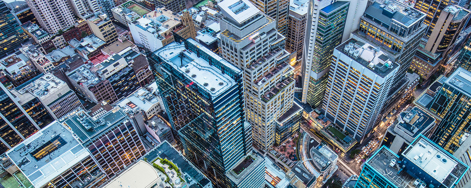 Aerial view of Sydney buildings