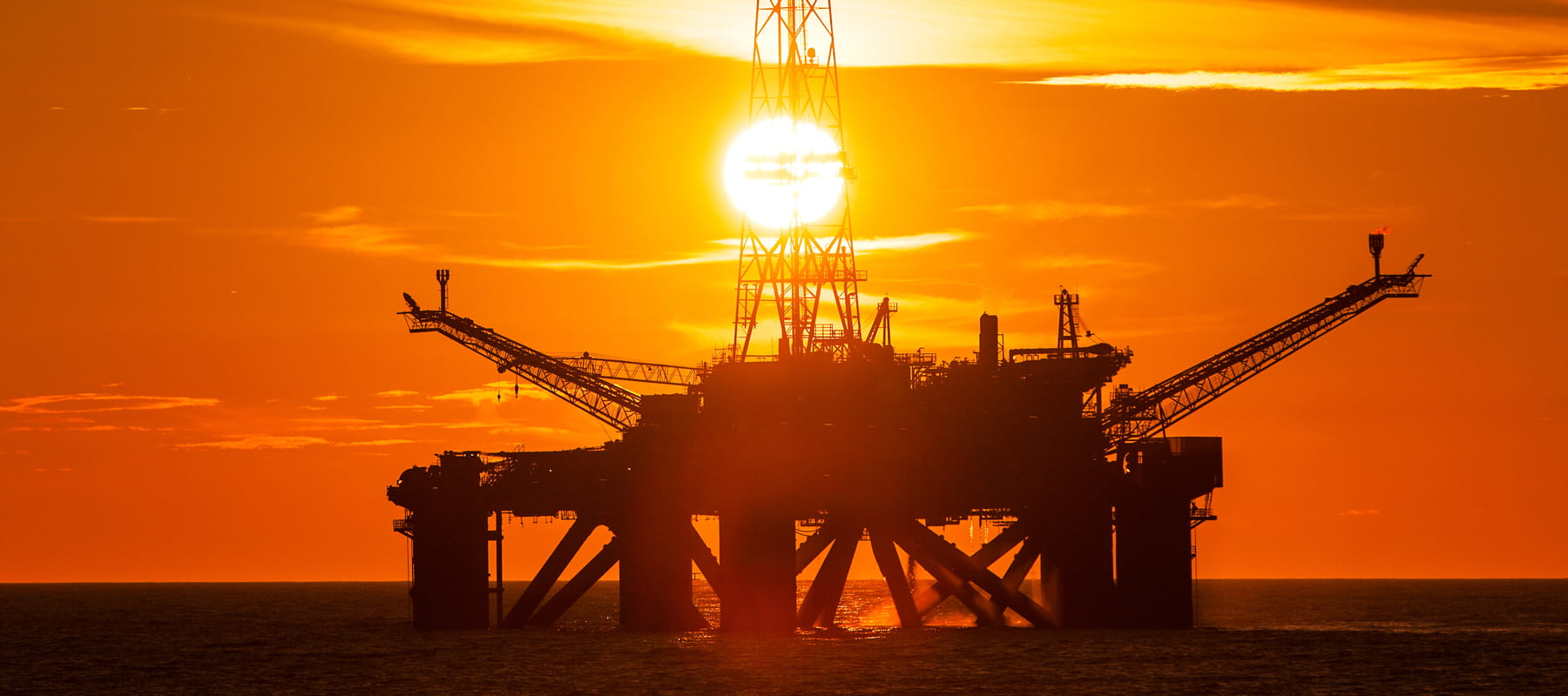 offshore oil platform sunset