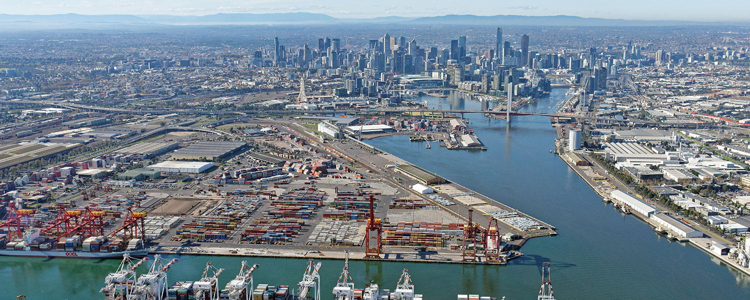 aerial view of port of melbourne