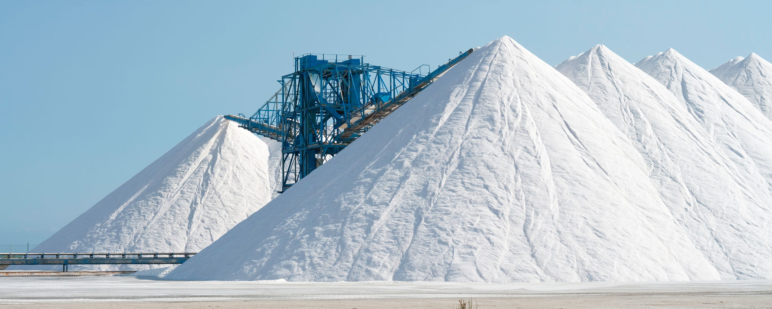 Piles of salt at a salt mine