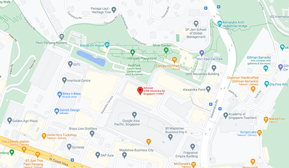 Map showing Singapore Advisian office location