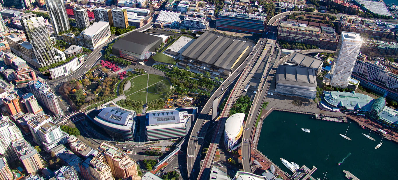 Aerial view of darling harbour