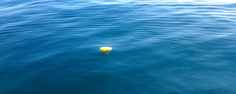 Advisian oil spill tracking buoy in water