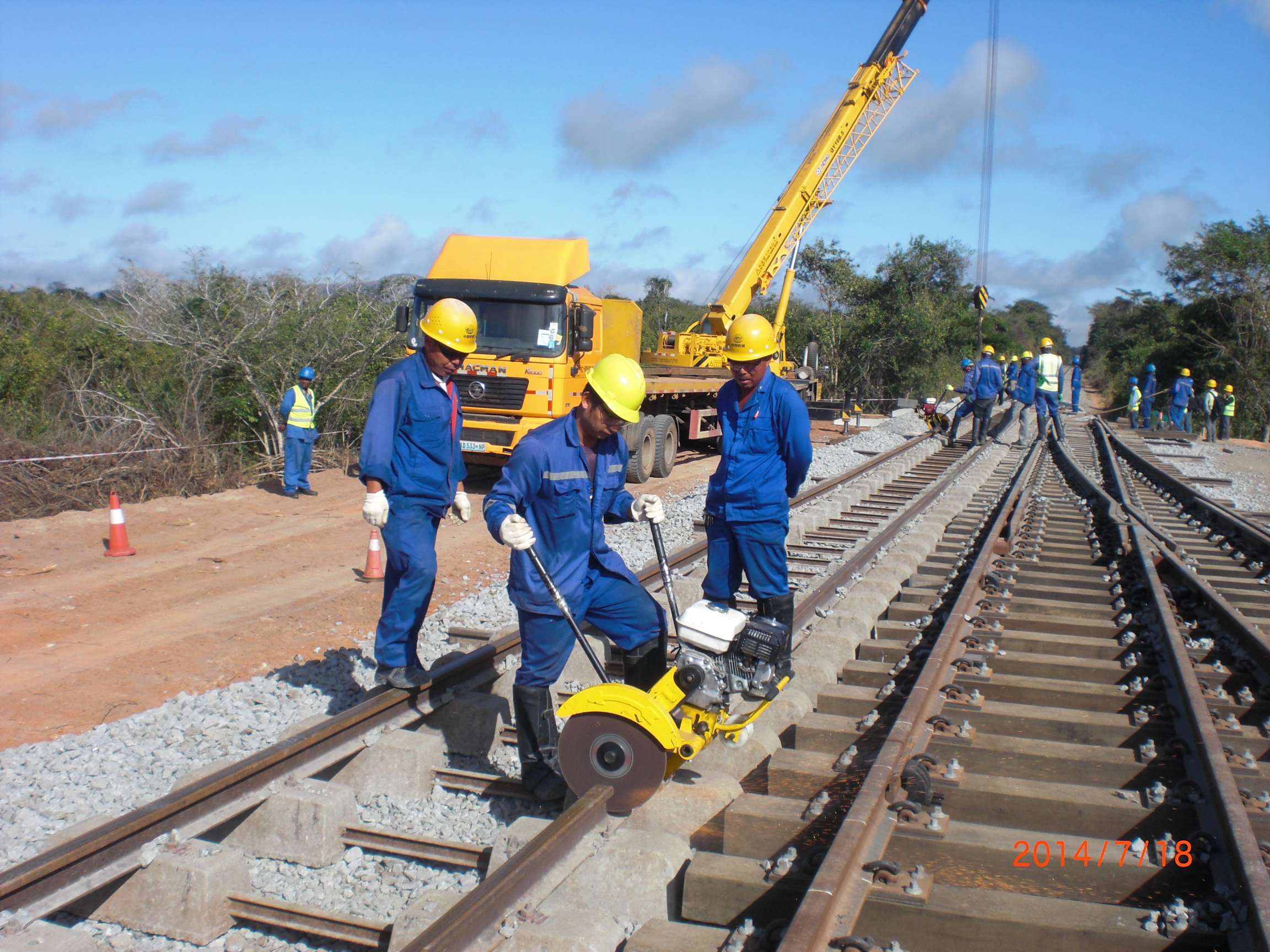 African workers on rail track