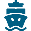 Icon of a ship at sea.