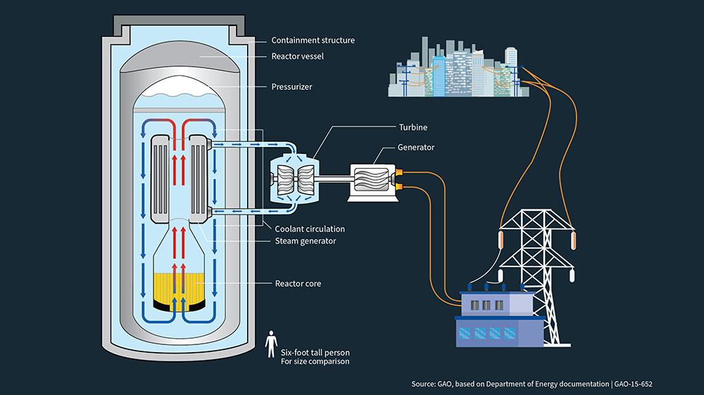 Illustration of a light water small modular nuclear reactor.