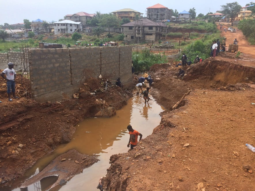 Main water transmission line bringing drinking water to Freetown