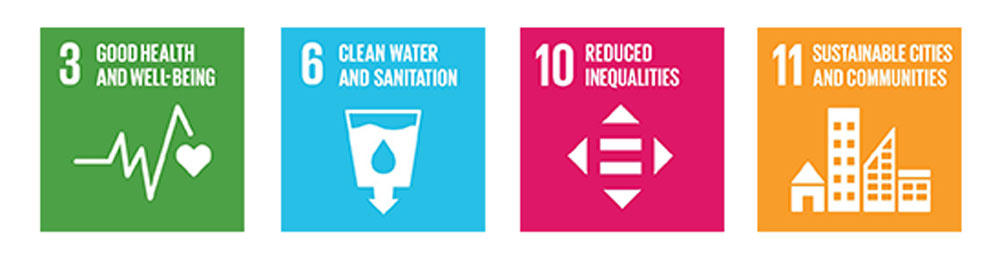 UN Sustainable Development Goals 3, 6, 10,11