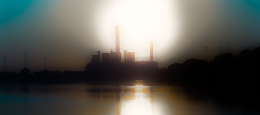 coal factory blurred